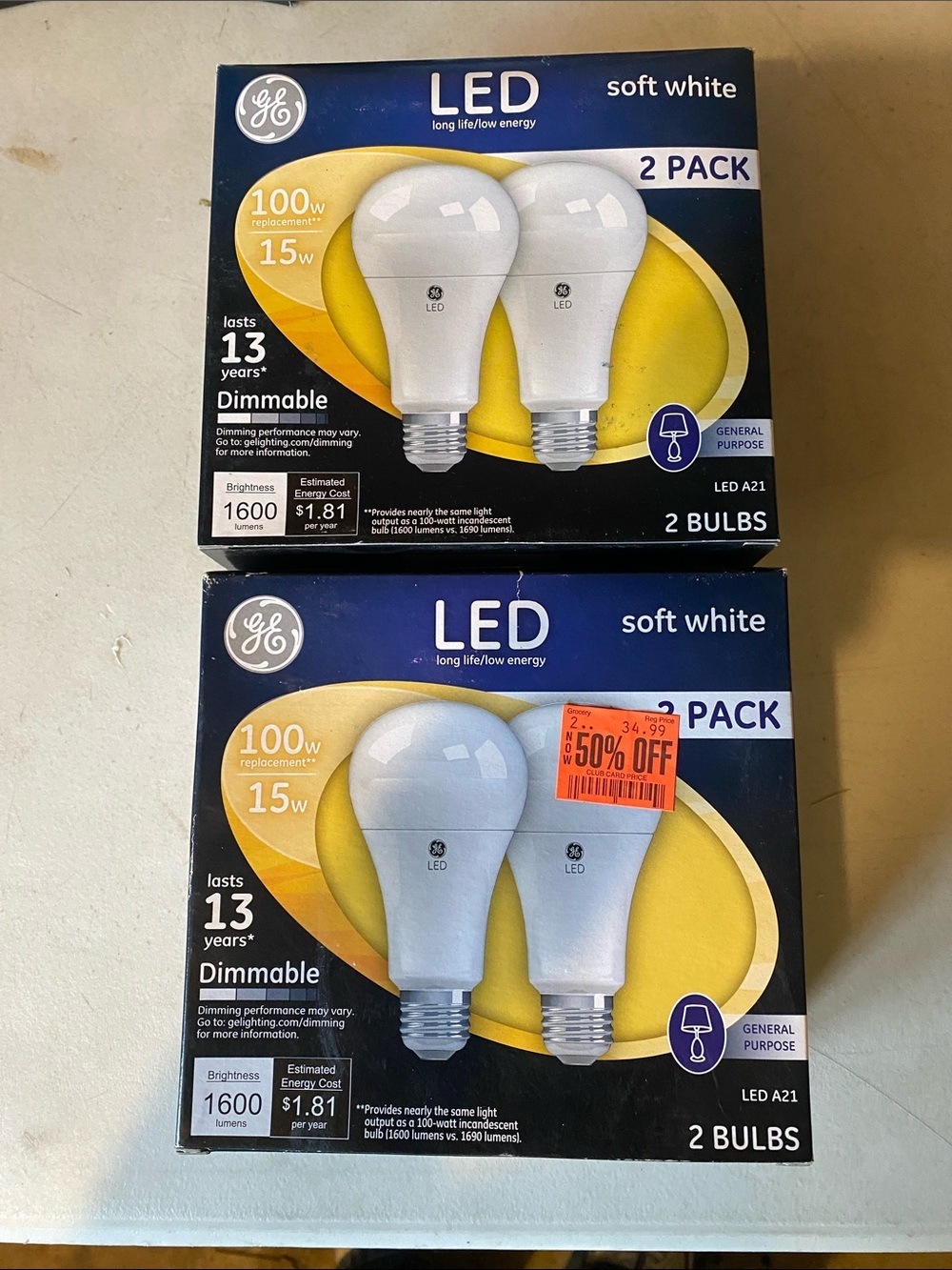 LED Dimmable Light Bulb Bundle 100 Watt Home Lighting Office A21 Soft White